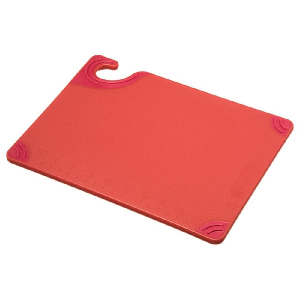 San Jamar Saf-T-Grip Plastic Cutting Board with Safety Hook, 9" x 12" x 0.375", Brown