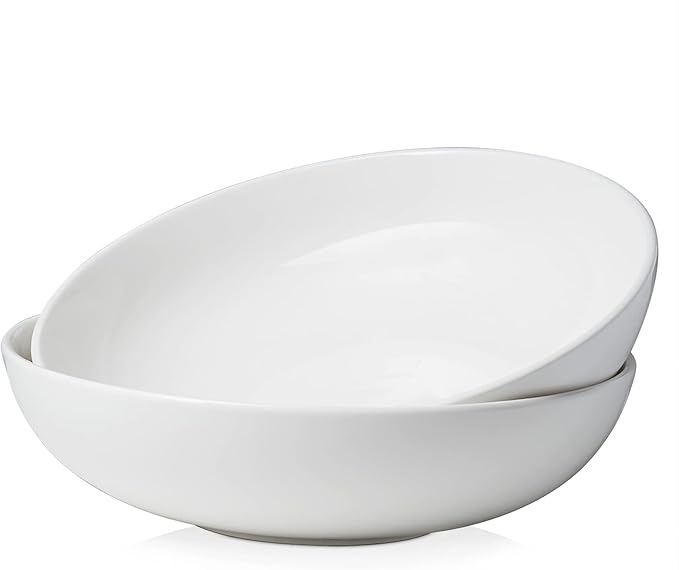 DOWAN Serving Bowls, 90 OZ(9.5") Large Salad Bowls for Entertaining, Side Dishes, Pho, Pasta, Centerpiece Bowls for Dinner Parties, Kitchen Decor, Microwave & Dishwasher Safe, White