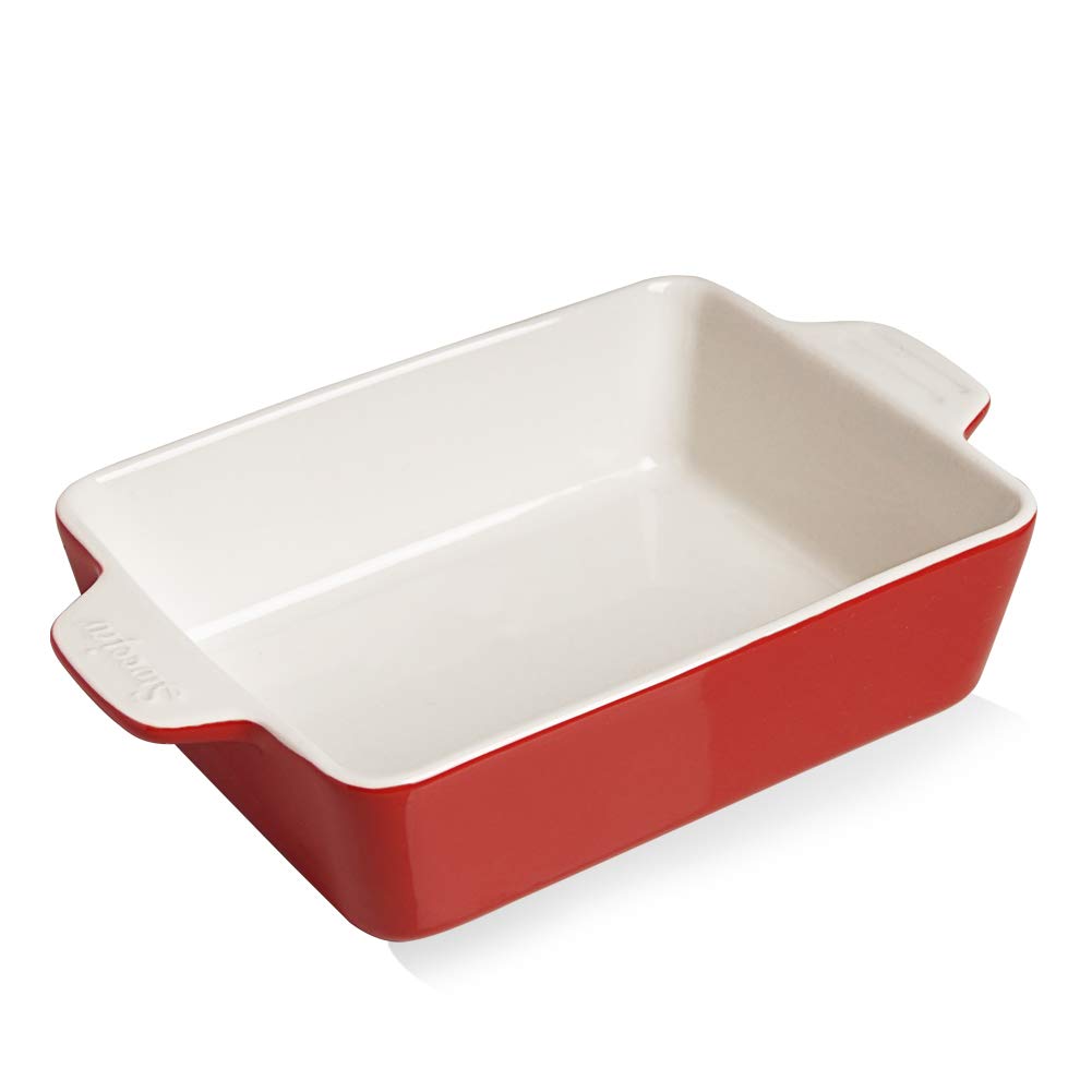 Sweejar Ceramic Baking Dish, Rectangular Small Baking Pan with Double Handles, 20 Oz for Cooking, Brownie, Kitchen, 6.5 x 4.9 x 1.8 Inches(Navy)