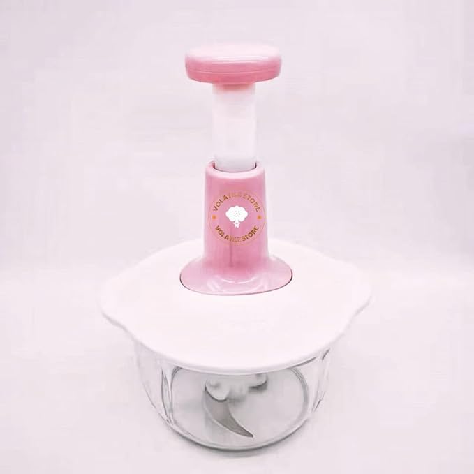 Volatile Store Manual vegetable Cutter Chopper, food processor Large 1.5L Bowl Effortless Meat Mincer Fruits and Herbs Chopper Garlic Onion Hand Press Manual Food Chopper (Pink)