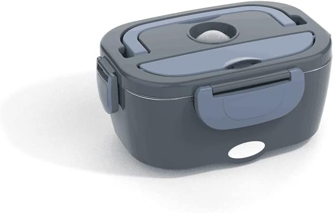 Vabaso Electric Lunch Box Food Heater, Electric Heating Lunch Boxes Lunch for Adults/Men/Car/Truck/Work, 1.5L Removable 304 Stainless Steel Container, 80W, 110V/12V/24V, with Fork & Spoon