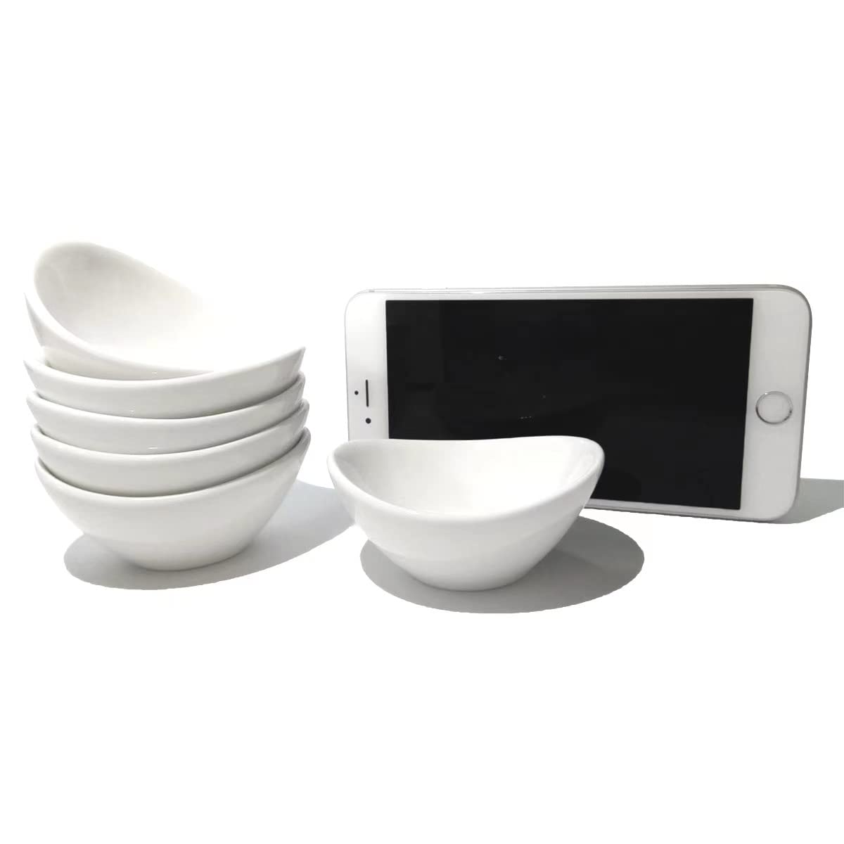 Holitika Soy Sauce Dishes Set of 6, 1oz Small Japanese Dipping Bowls for Sushi & Charcuterie, White Porcelain Sauce Cups, Microwave & Dishwasher Safe