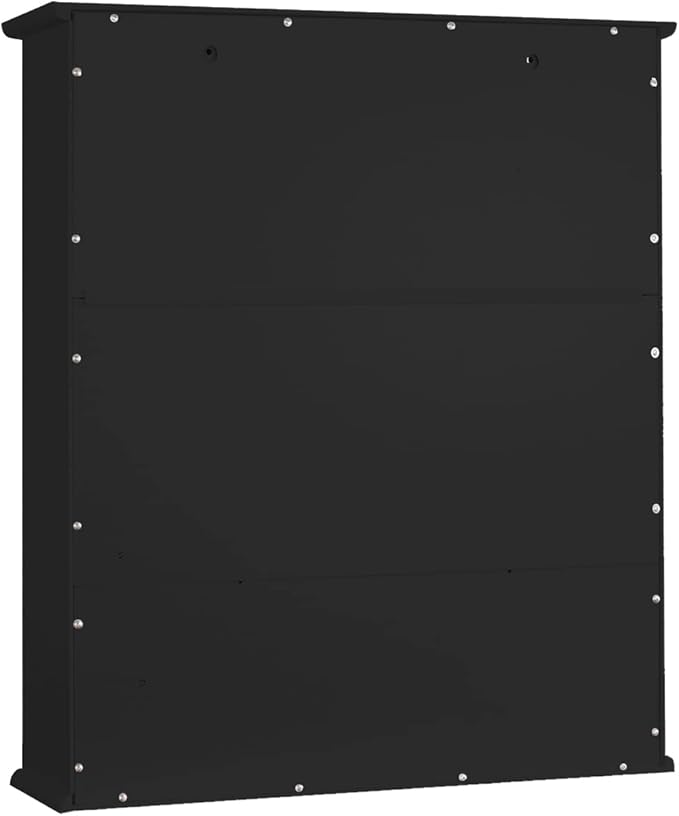 TaoHFE Black Bathroom Over The Toilet Storage Cabinet,Wall Medicine Cabinet Organizer with 2 Door Adjustable Shelves,Wooden Modern Bathroom Shelves Wall Mounted Laundry Room