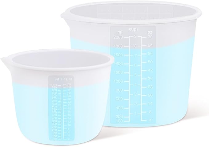 Silicone Measuring Bowl-Epoxy Resin, Fluid Art, Butter, Chocolate-Squeeze Pour Mixing-BPA Free-Large Set of 2 1000ml/36oz(4 Cups) 600ml/20oz(1 Pint)