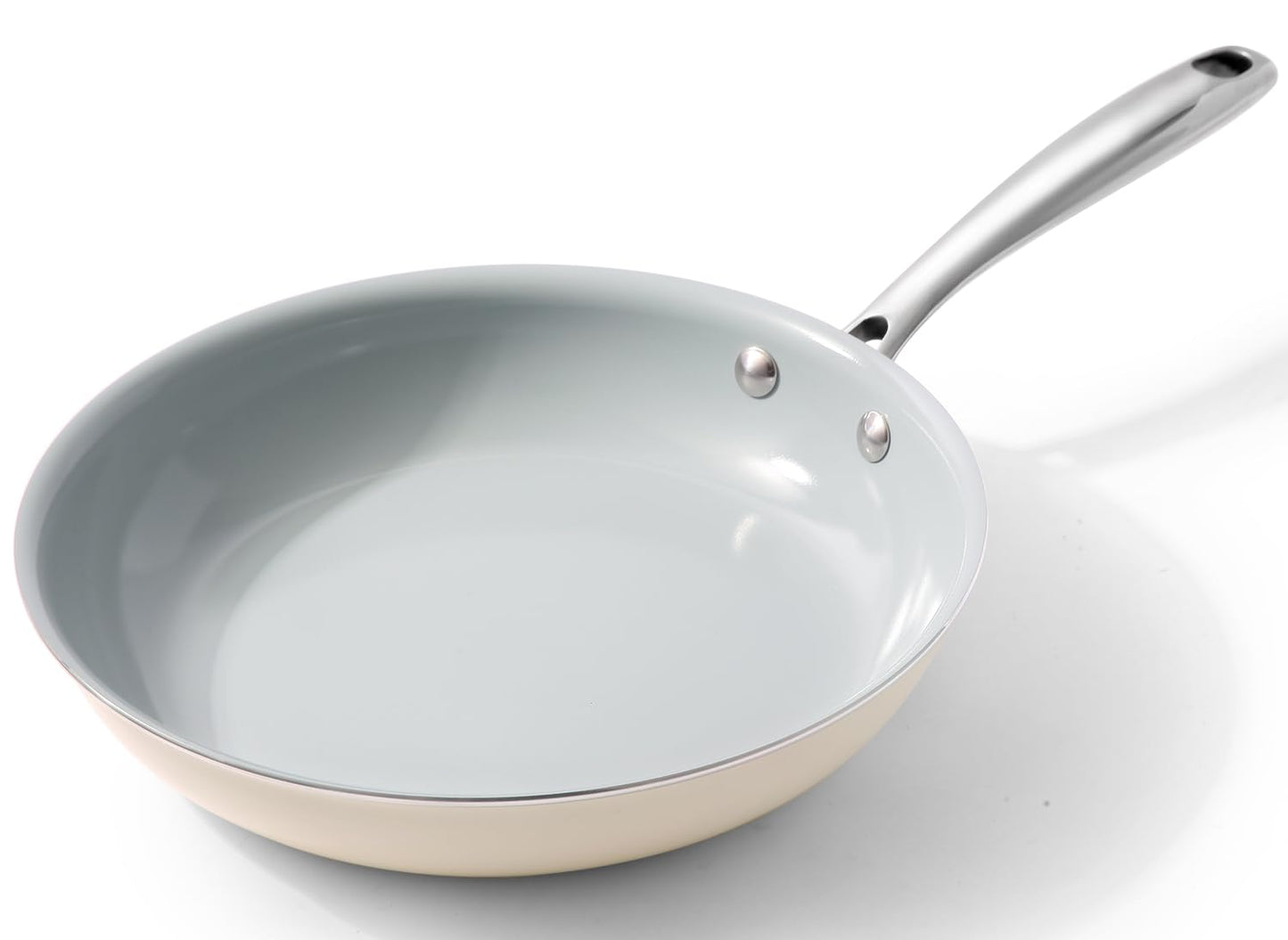 Cookersway Ceramic Nonstick Frying Pan Set - 3-Piece Skillet Set (8", 9.5", 11"), PFOA & PFAS Free, Stay Cool Handle, Dishwasher Safe, Induction Compatible Cookware for Omelet, Sauté, Fry