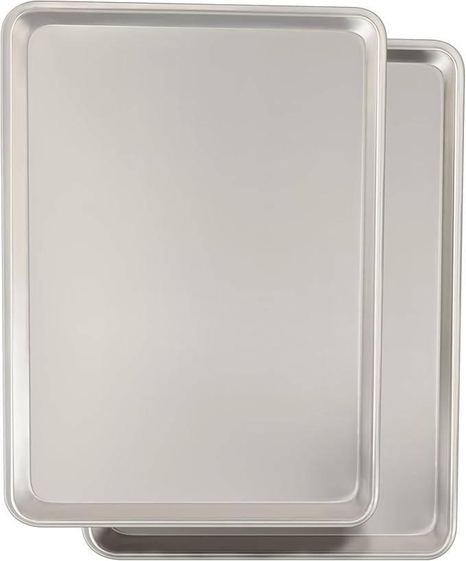 Baking Sheet Pan Set of 3, Commercial Quality Aluminum Cookie Sheets for Oven, Umite Chef Warp Resistant Baker's Half/Quarter/Jelly Roll Pans, Thick Cookie Tray Pans for Baking, Roasting