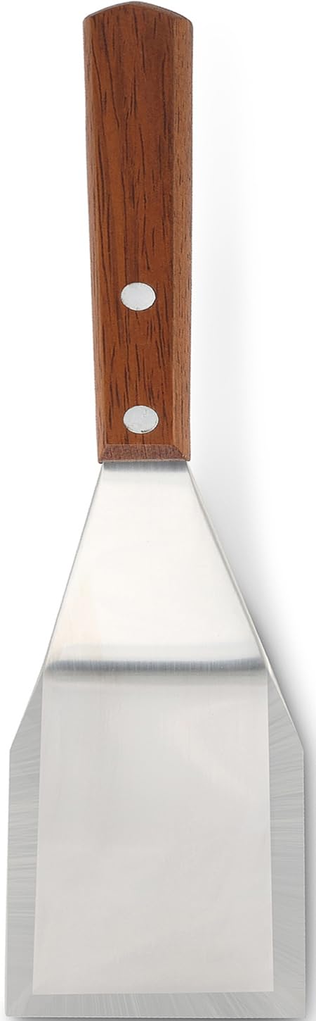 Extra Wide Spatula with Beveled Edges, Oversized Stainless-Steel Spatula with Wood Handle for Skillets, Griddles & Pancake Flipper for Burgers, Omelet, and Versatile for Culinary Task, 6 x 5-inches