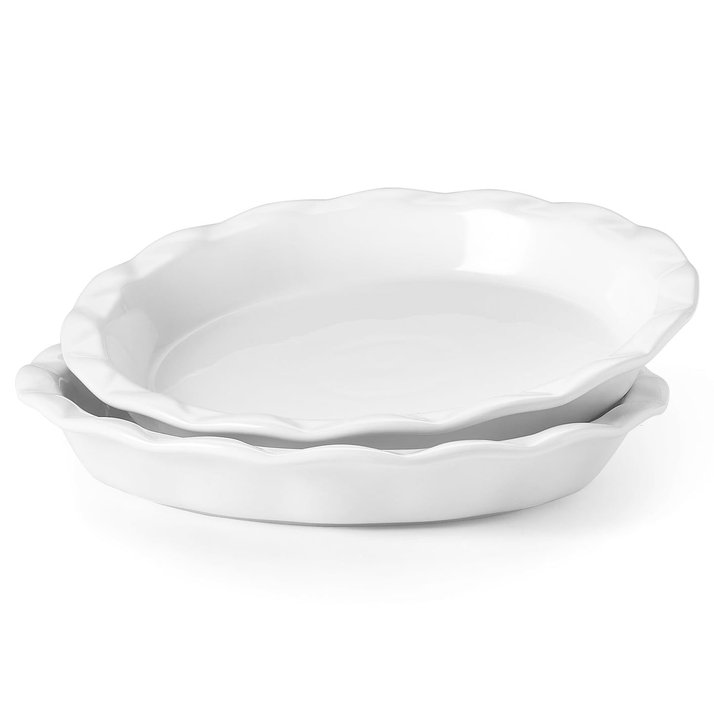 Lareina Deep Dish Pie Pan for Baking, 9 Inch Ceramic Fluted Pie Dish for Apple, Quiche, Pecan, Pot Pies, 53 Ounce Round Pie Plate, Set of 2, Red
