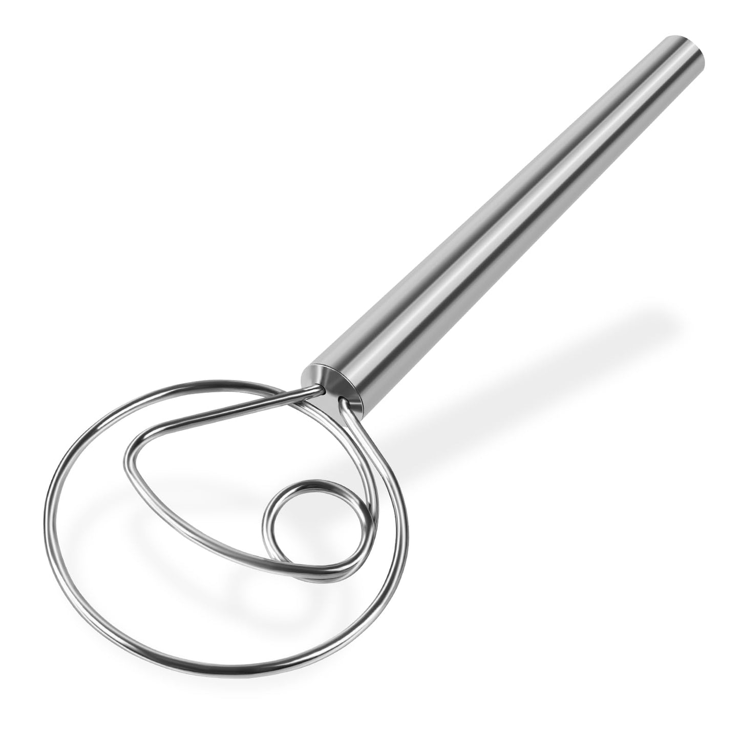 Maxjoy Danish Dough Whisk, Stainless Steel Wood Handle for Sourdough Bread