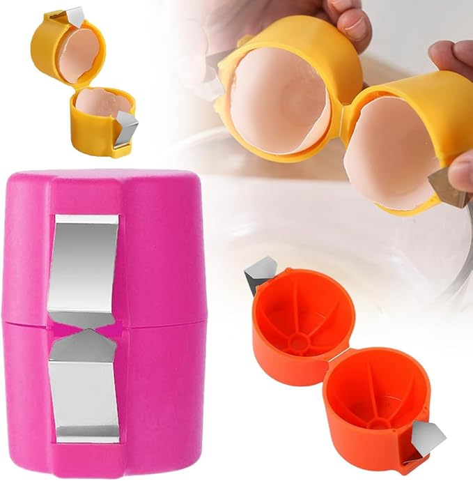 2025 Premium Egg Shell Opener, Egg Shell Cutter Eggs Shell Separator for Raw Eggs, Multifunctional Egg Cutter Egg Cracker Separator for Home Kitchen Gadgets (Yellow)