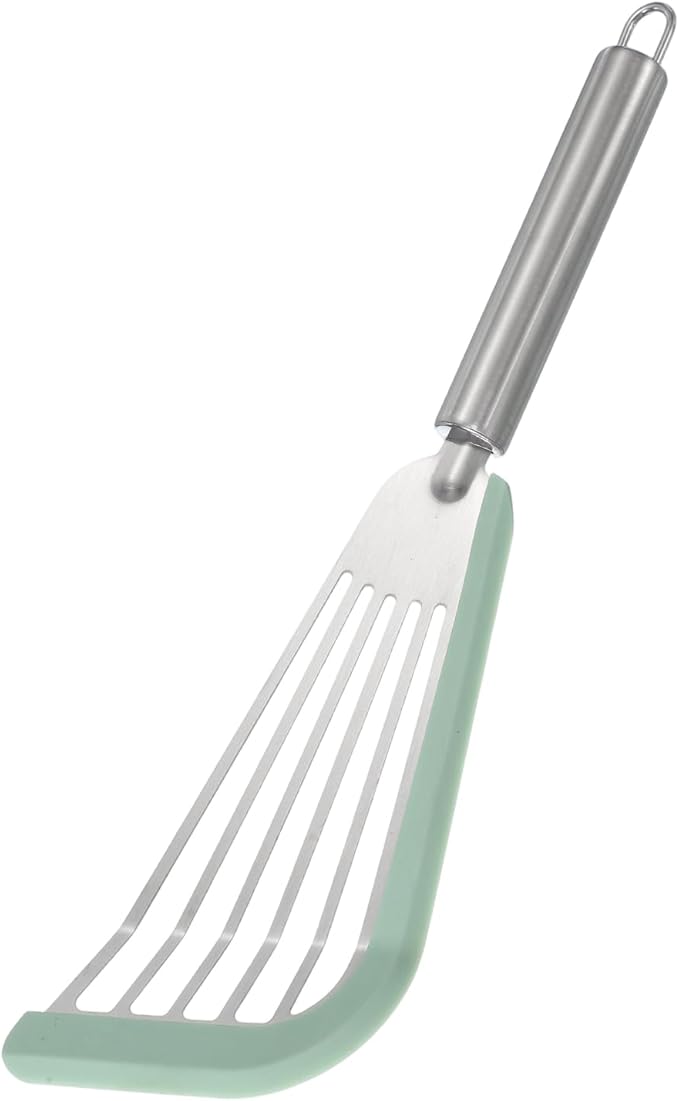 uxcell Stainless Steel Fish Spatulas with Handle Kitchen Cooking Spatula for Egg, Fish, Pancake Black