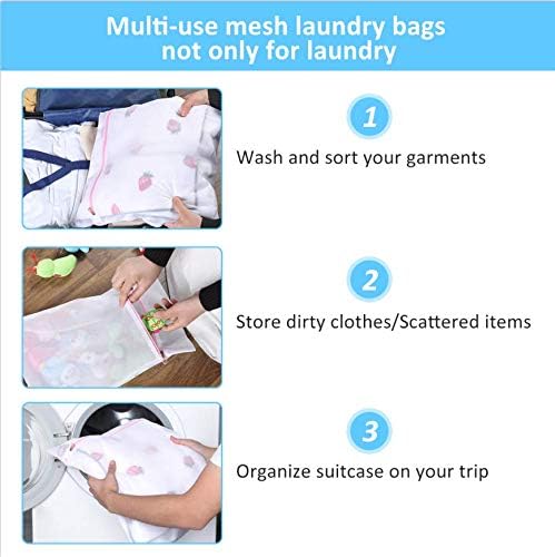 GOGOODA Mesh Laundry Bags for Delicates Durable Protective Wash Bags Travel Storage Bags for Intimates Lingerie, 5PCS (1XXL,2L,2M)