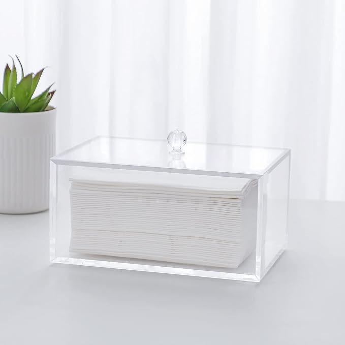 rejomiik Clear Dryer Sheet Holder Thick Acrylic Dryer Sheet Dispenser Container with Lid for Fabric Softener Sheets, Dryer Balls, Laundry pods, Clothes Pins, Laundry Room