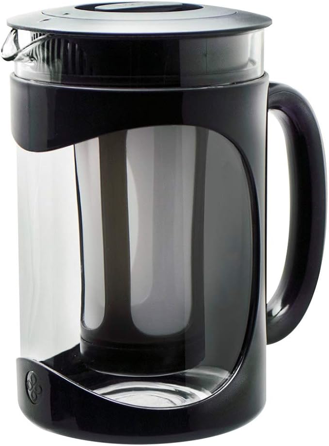 Primula Burke Deluxe Cold Brew Iced Coffee Maker, Comfort Grip Handle, Durable Glass Carafe, Removable Mesh Filter, Perfect 6 Cup Size, Dishwasher Safe, 1.6 qt, Blue