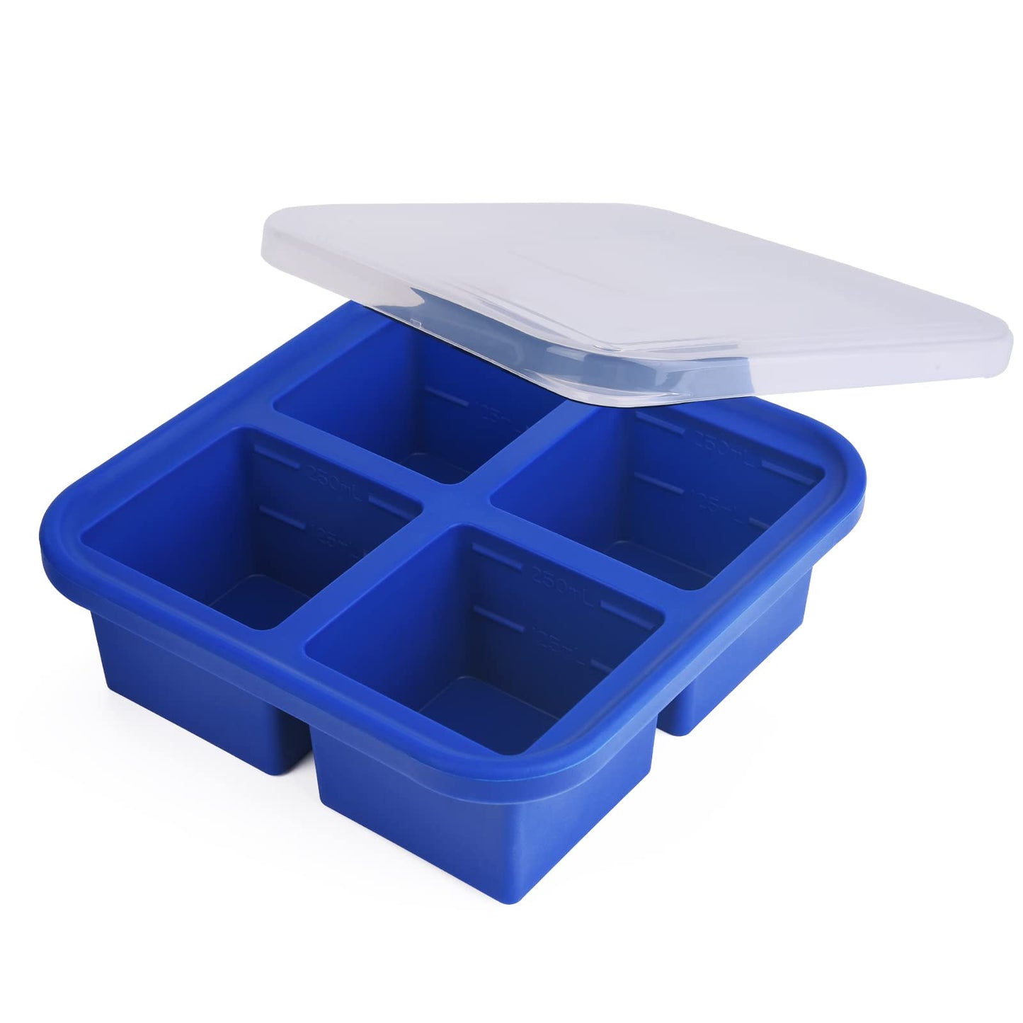 Kinggrand Kitchen 2 Cup Silicone Freezer Molds 2 Pack Silicone Freezer Tray with Lid Make 4 Perfect 2-Cup Portions - Easy Release Molds for Food Storage & Freeze Soup, Broth, Stew or Sauce