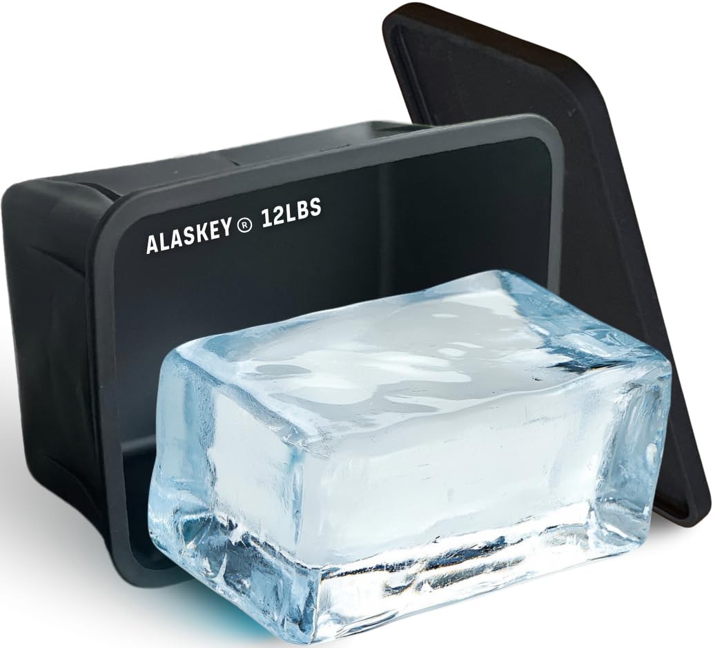 Alaskey® Giant Ice Block Mold 12 lbs (Single) | Create Perfect Reusable Ice Bricks | Professional Silicone Mold for Crafting Extra Large Ice Cubes, Ideal for Ice Baths, Coolers, Bartender Accessories