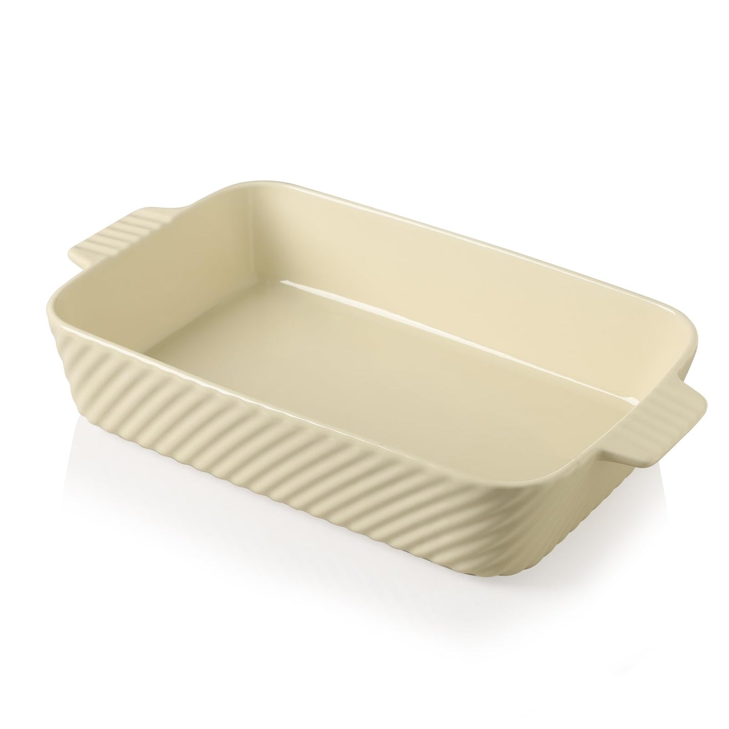 Sweejar Ceramic Baking Dish Set, Cake Baking Dish for Brownie, Porcelain Striped Casserole Dishes for Oven with Handle for Lasagna, Family Dinner(Turquoise)