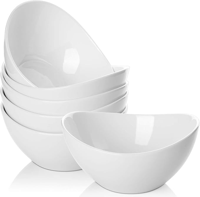 Samsle Porcelain Large Serving Bowl Set (9 inch),48 Oz Big Salad bowls, Large Serving Dishes for Entertaining, Party Dinner,Side Dishes, Oval Shape, Microwave & Dishwasher Safe,Set of 2, White