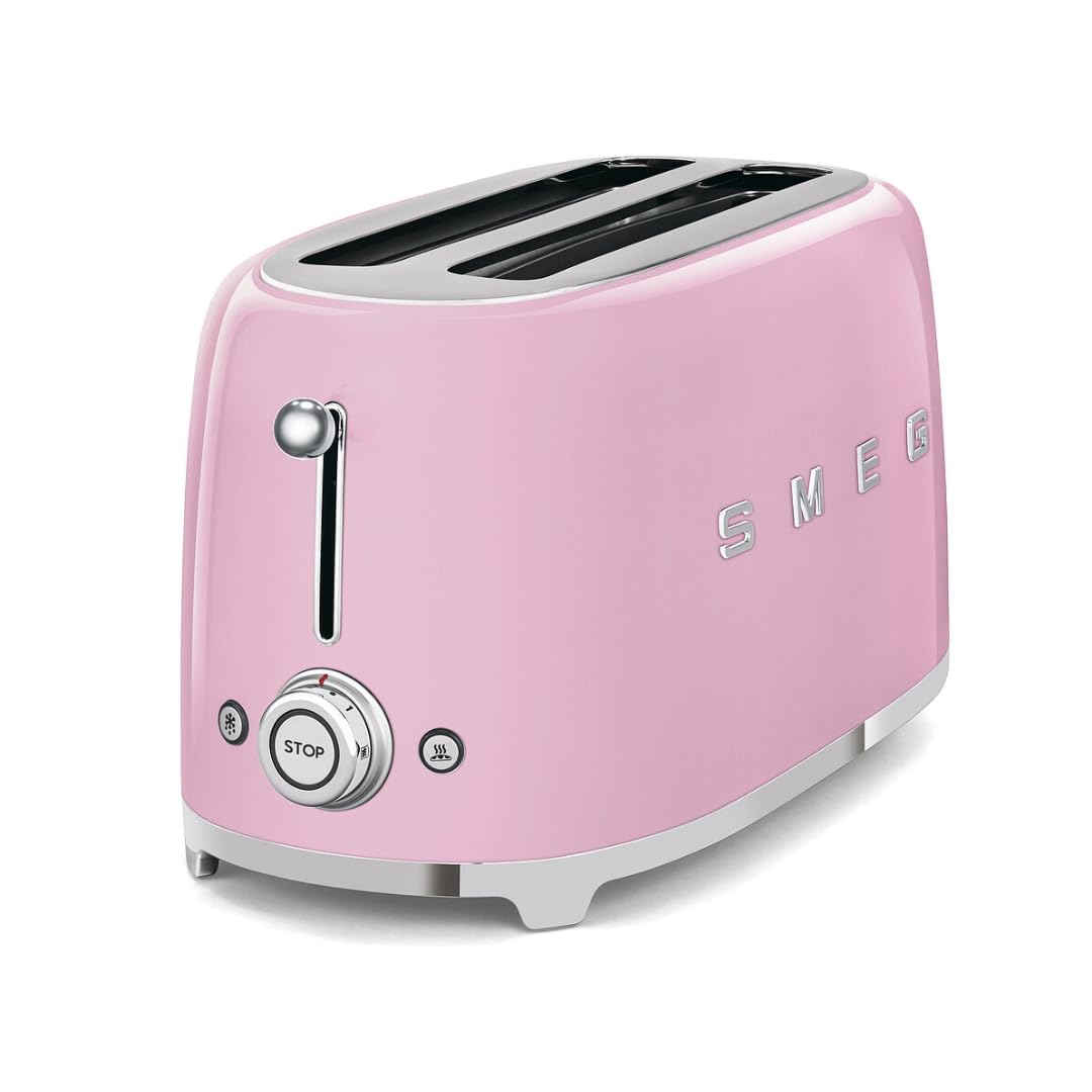 SMEG 2 Slice Toaster with 6 Presets and Defrost Function and Removable Crumb Tray TSF01RDUS, RED