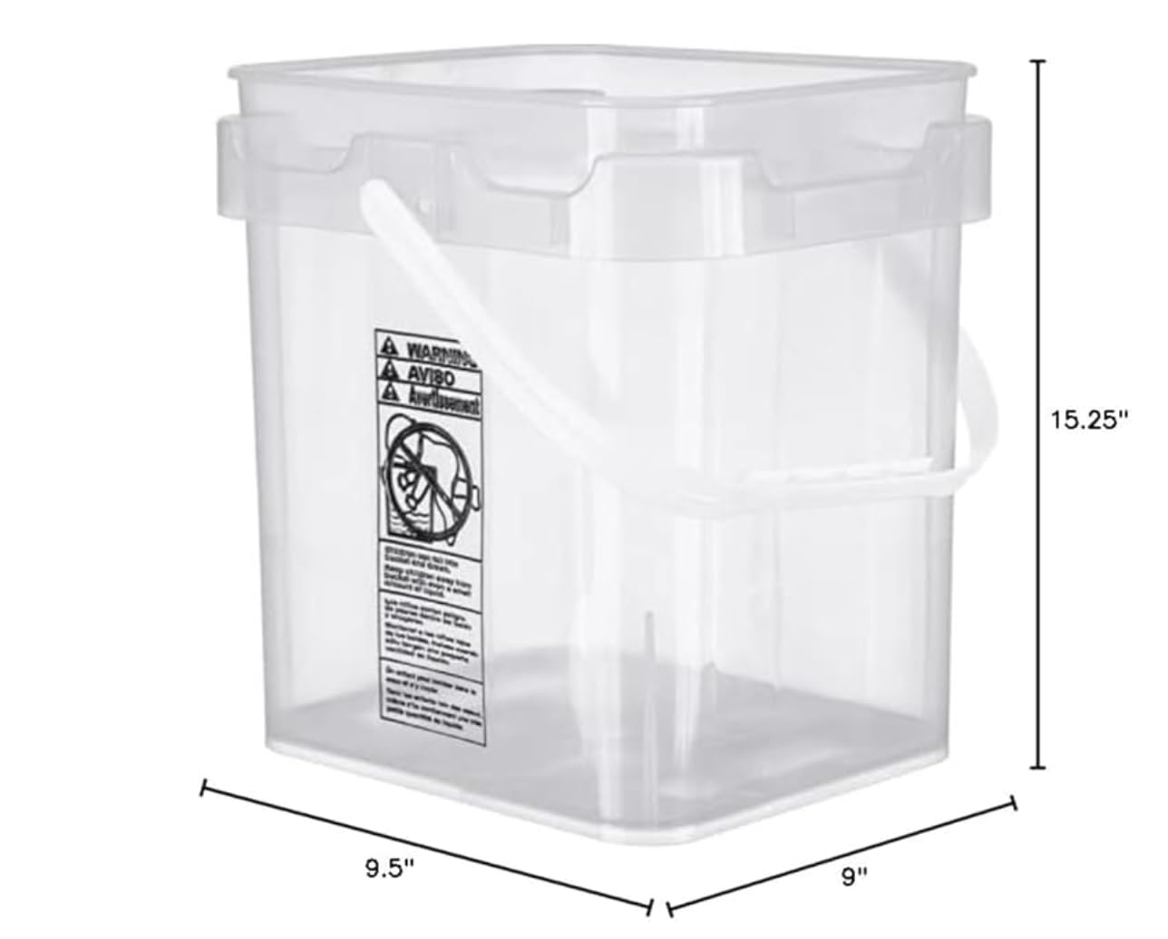 House Naturals Clear Food Grade Made in USA Plastic Bucket with lids, (Pack of 3) (5 Gallon)