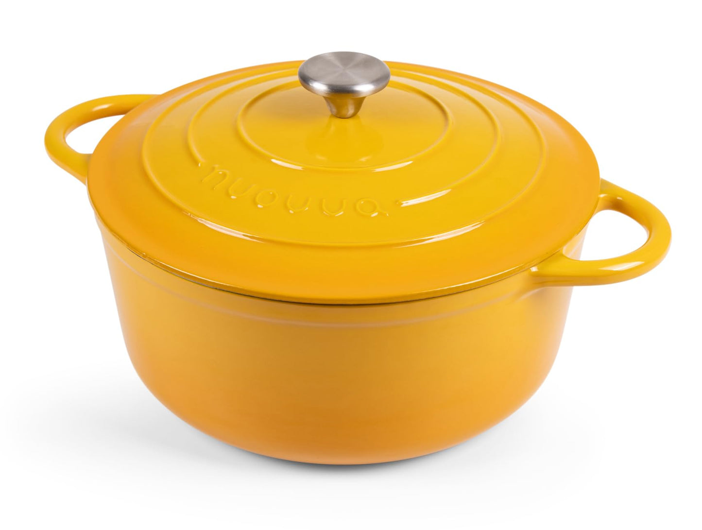 Nuovva Enamelled Cast Iron Dutch Oven Pot with Lid – 6.4 Quart Non Stick Casserole Pot – Heavy Duty & Oven Safe up to 500° F for Bread Baking, Braising, Stews, Roasting – 28cm Black