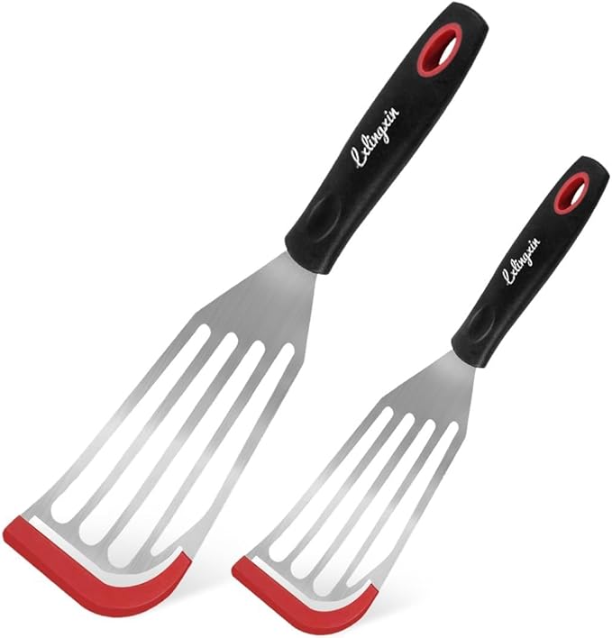 LX Fish Spatula Heat Resistant SiliconeTurner Spatula for Nonstick Cookware, Silicone Thin Flipper Slotted Spatulas - Ideal for Grilling, omelette making, Pancake