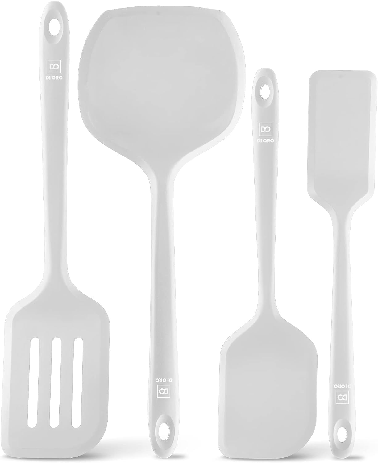 DI ORO Silicone Turner Spatula Set - 600F Heat Resistant, 4-Pc Blue