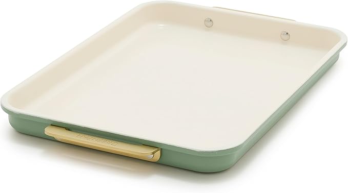 GreenPan Bakeware 13"x18" Half Baking Sheet Pan, Ceramic Nonstick Baking Pan, PFAS & BPA Free, Gold Handles, Durable Steel, Versatile & Space Saving Ovenware, Freezer to Oven Dish, Oxford Blue