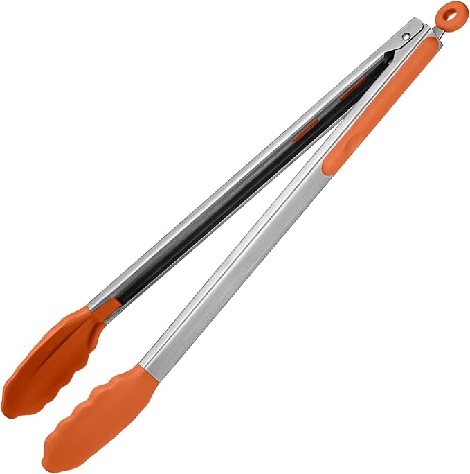 U-Taste Kitchen Tong for Cooking, 600ºF Heat-Resistant Silicone, 7in/Orange