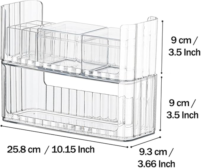 MORNITE 2-Tier Medicine Cabinet Shelves Organizer, Makeup Storage Holder Compartments, Shelf Trays for Bathroom Cabinet Wall, Counter, Vanity, Kitchen - Clear