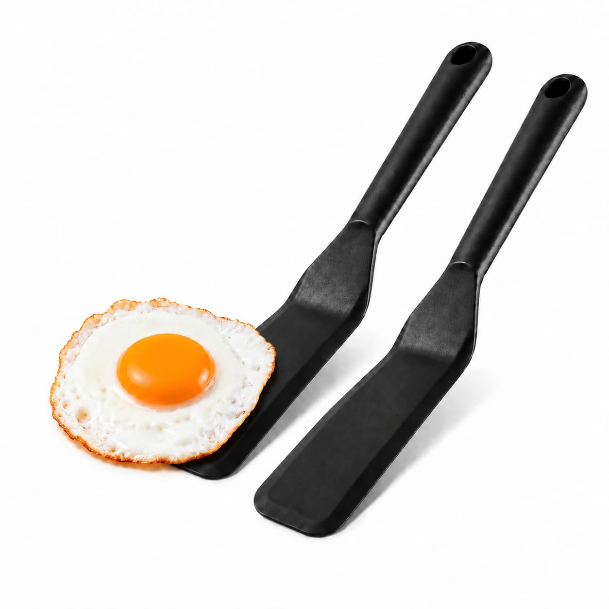 Eggssentials Pack of 2, Egg Spatula - Non-Stick, High Heat Resistant Kitchen Tools for Panckes, Eggs, Baking, Cooking, and Mixing - Black Egg Spatula