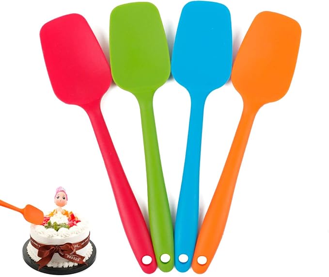 Delidge 4 Piece Silicone Spatulas Heat Resistant 11inch Large Rubber Spatulas for Baking, Cooking, and Mixing Non-Stick Flexible Seamless Spatula with Stainless Steel Core