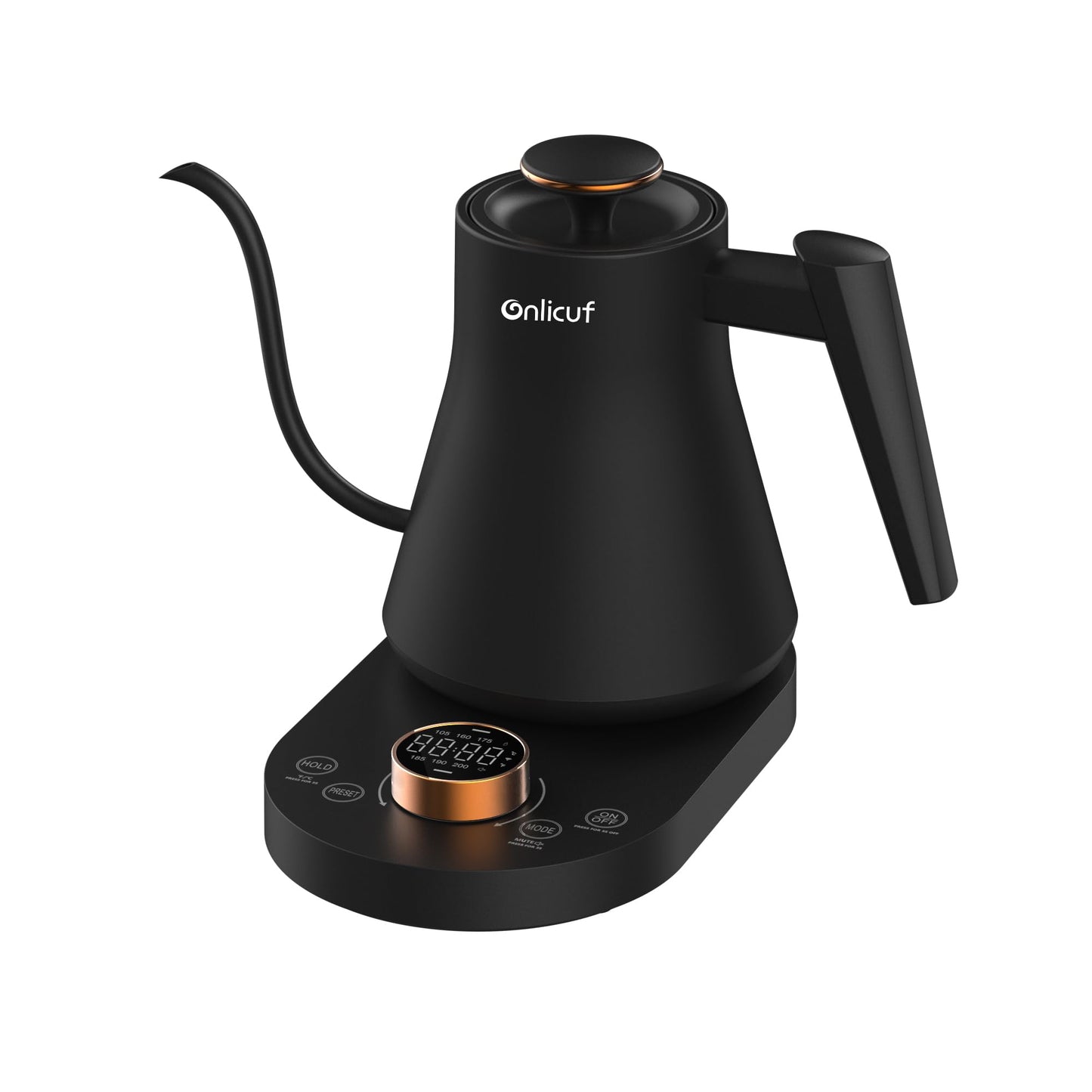 Onlicuf Gooseneck Electric Kettle 0.8L (27oz) - 1000W Rapid Fast Boiling Tea Kettle with Auto Shut Off & Boil-Dry Protection, Stainless Steel Leak-Proof Water Boiler for Pour Over Coffee, Black