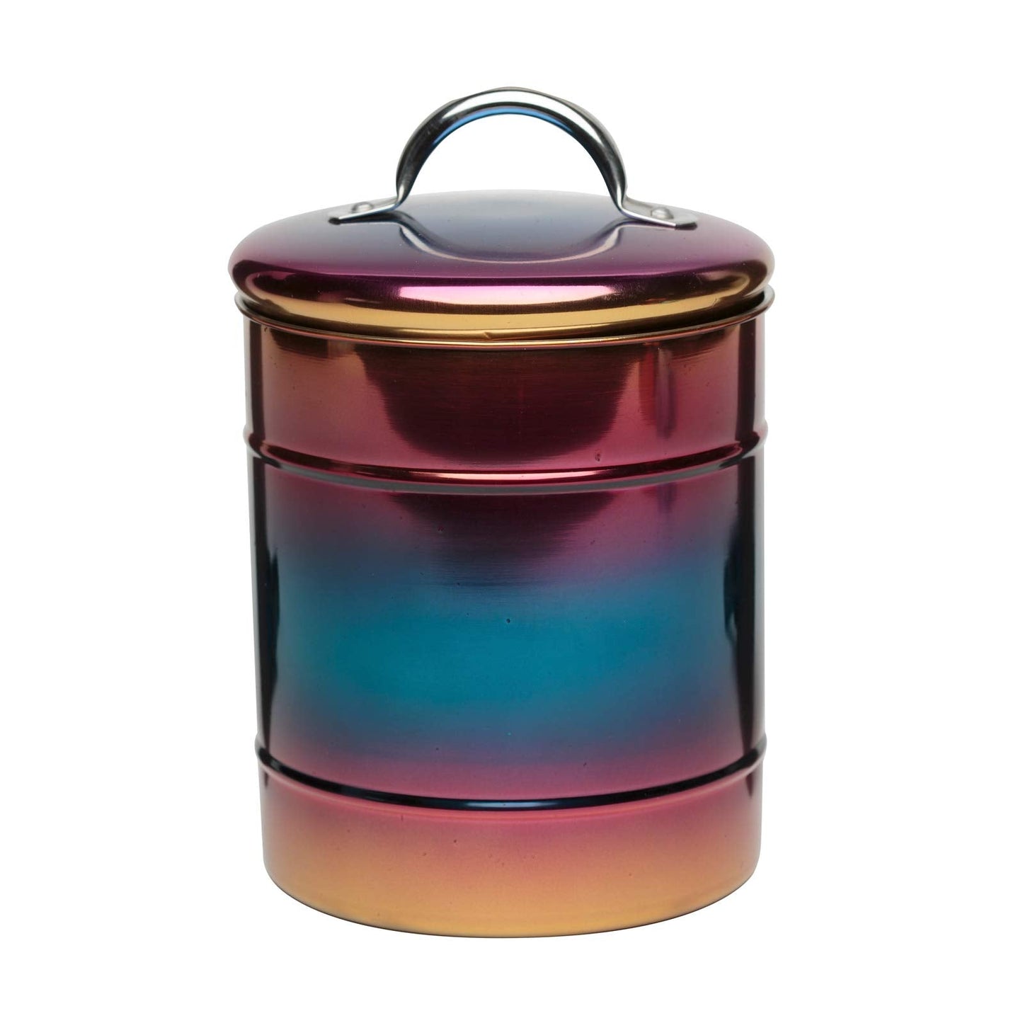 Amici Home Rainbow Metal Storage Canister | Dry Food Storage Container | Airtight Lid | 64 Ounce Capacity | Modern Home Décor | Decorative Metal Canister for Kitchen Countertop (Large)