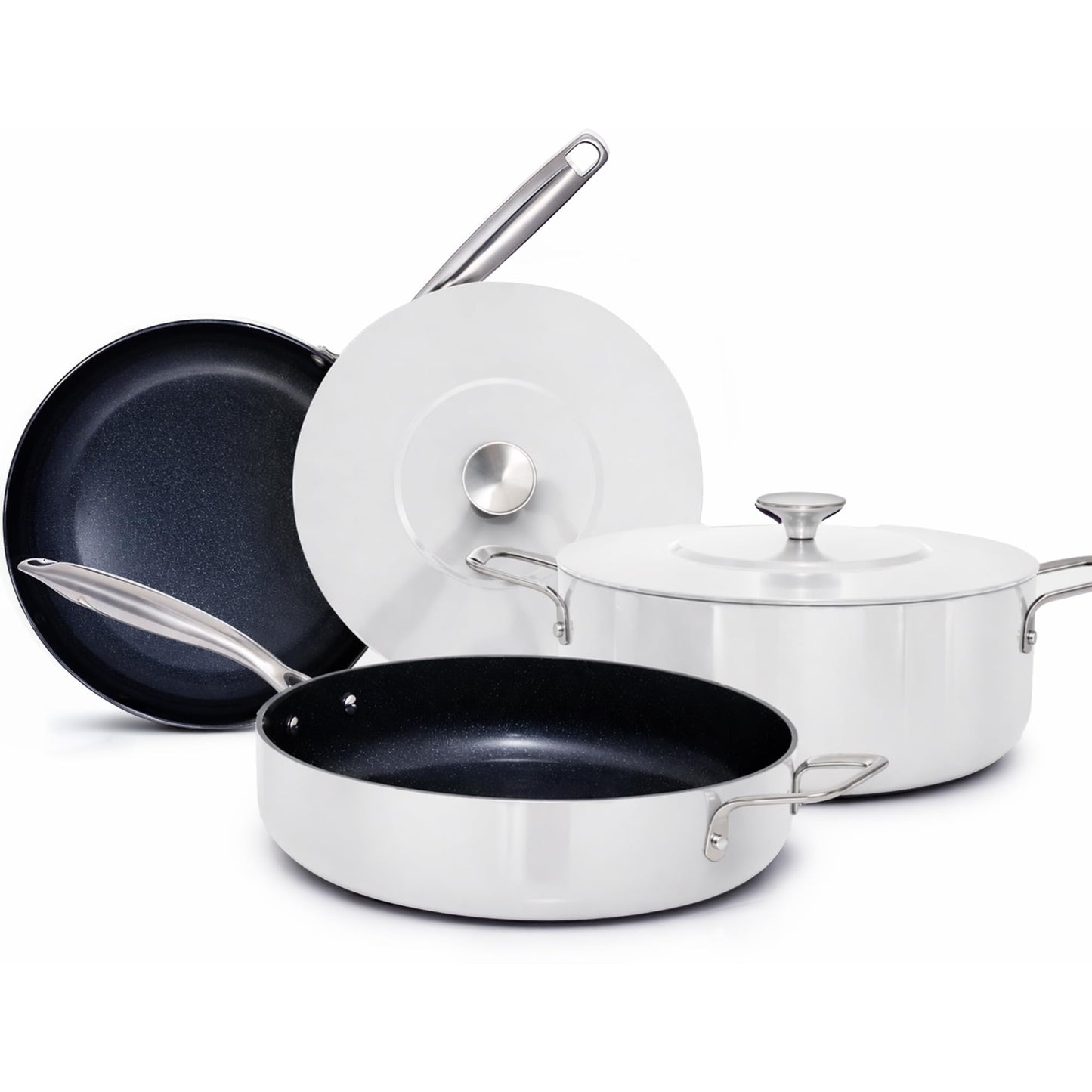 Nuwave Essential Series 5PC Ceramic Cookware Set PFAS-Free, Dishwasher Safe