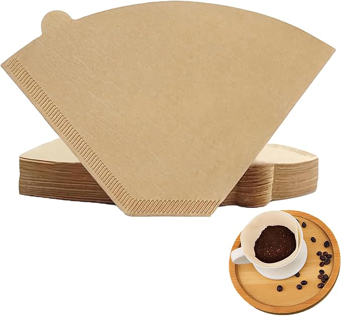 200 Count #4 Cone Coffee Filters 8-12 Cup, Natural Unbleached Disposable Coffee Filters, Compatible with Pour-Over and Drip Coffee Makers.
