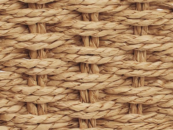 StorageWorks Toilet Paper Basket with Built-in Handles, Light Brown Round Paper Rope Baskets for Bathroom, 14 ¼"L x 6 ¾"W x 3 ¾"H, 1 Pack