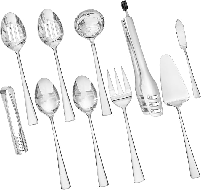 KINGSTONE 16 Piece 18/10 Serving Utensils Set, Stainless Steel Serving Set