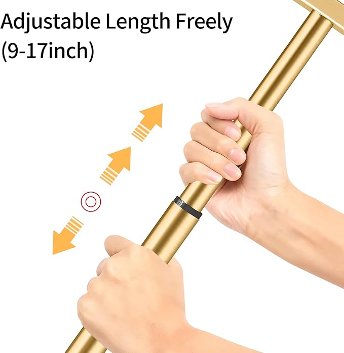 Hand Towel Holder, T-Shape Gold Hand Towel Stand for Bathroom, Towel Rack with Stainless Steel for Kitchen Vanity Countertop, Marble Base Adjustable 9.06inch -17.68inch