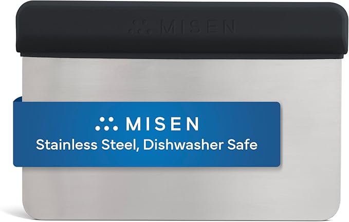 Misen Stainless Steel Bench Scraper - Versatile Food Scraper with Blue Handle - Ideal for Kitchen, Pastry & Dough - Durable Cutting Board Scraper Tool for Effortless Transfer into Pots & Pans - Blue