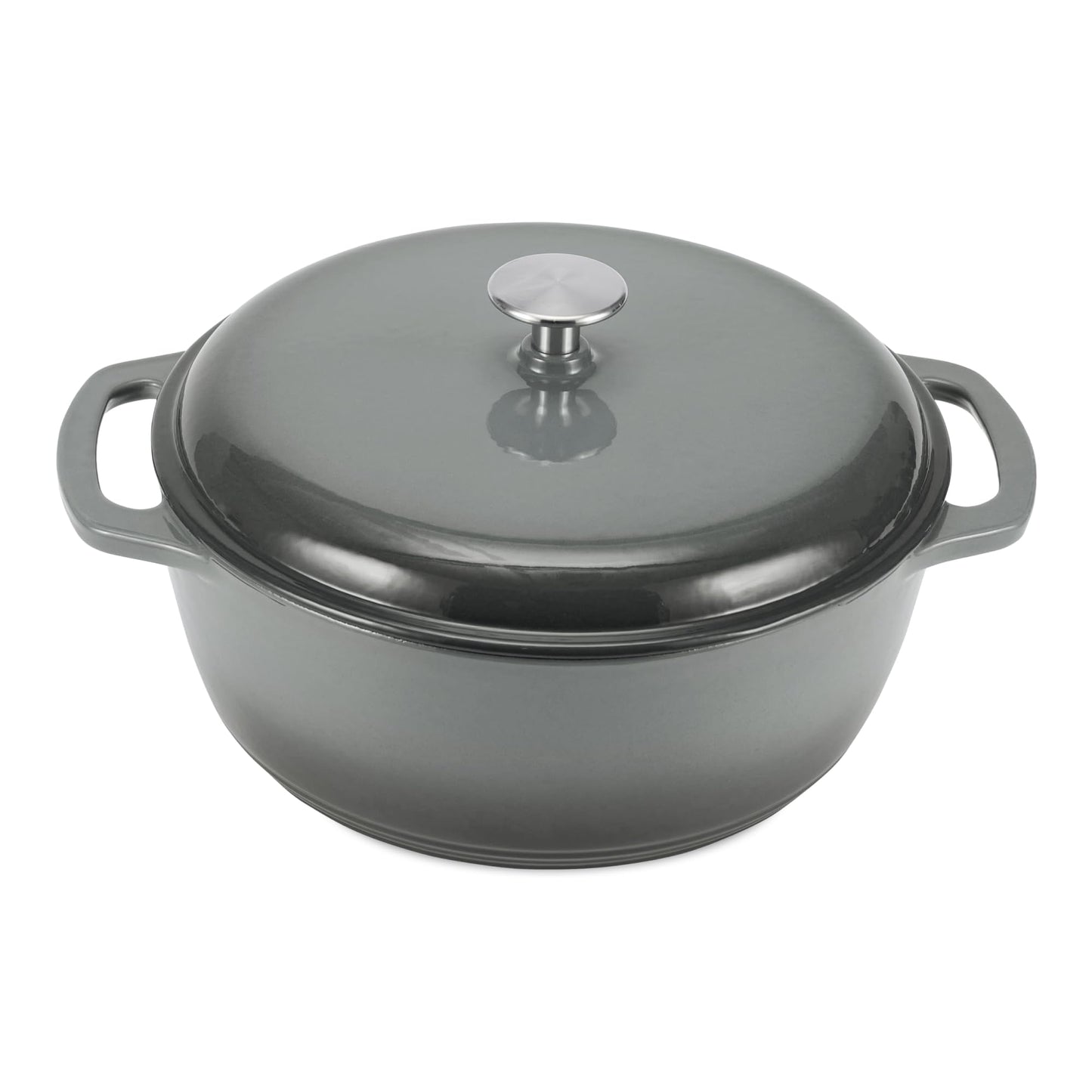 Enameled Cast Iron Dutch Oven Pot with Lid, Round, Dual Handles, Heavy-Duty, Oven Safe for Stews, Roasting, Baking, 6-Quart, Red