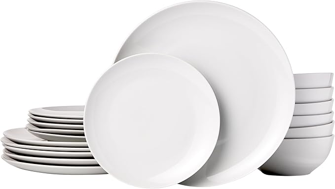 18-Piece Complete Kitchen Dinnerware Set, Microwave and Dishwasher Safe, Plates, Dishes, Bowls, Service for 6, Branches