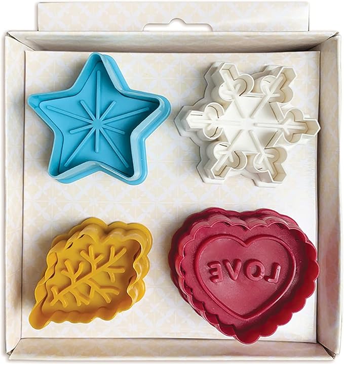 Talisman Designs Plunger Style Thumbprint and Linzer Cookie Cutters, 4 Piece Set