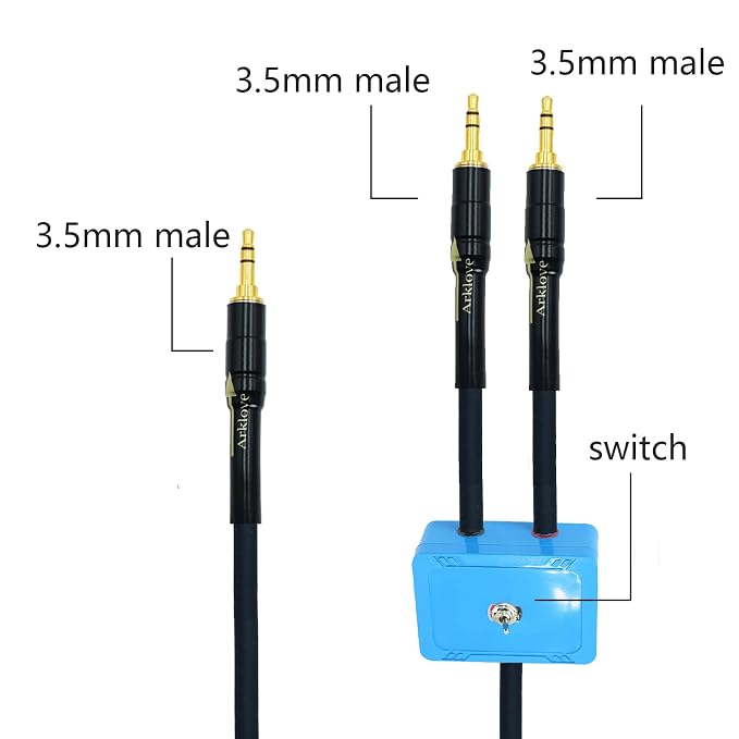 1ft Sound Channel swicher 1/8" aux Input 3.5mm Female to 2X 3.5 Output Switch