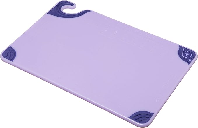 San Jamar Saf-T-Grip Plastic Cutting Board with Safety Hook, 12" x 18" x 0.5", Green