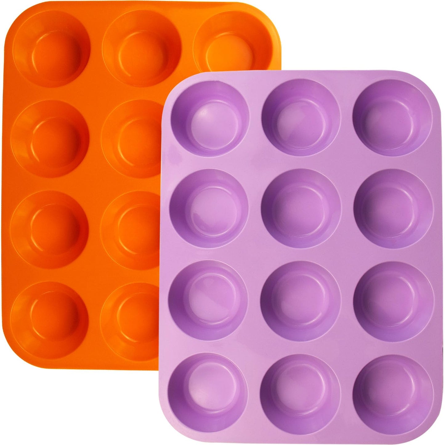 LERIYUFS 12 Cups Silicone Mini Muffin Pan Set, Nonstick Mini Cupcake Pans, BPA Free Small Muffin Tin for Baking, Set of 2 (Red+Red)
