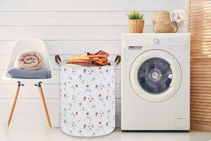 Kids Laundry Hamper,Flower Laundry Basket Collapsible Girls Storage Baskets for Home Decor,Office,Home Organizer,(Dried flowers