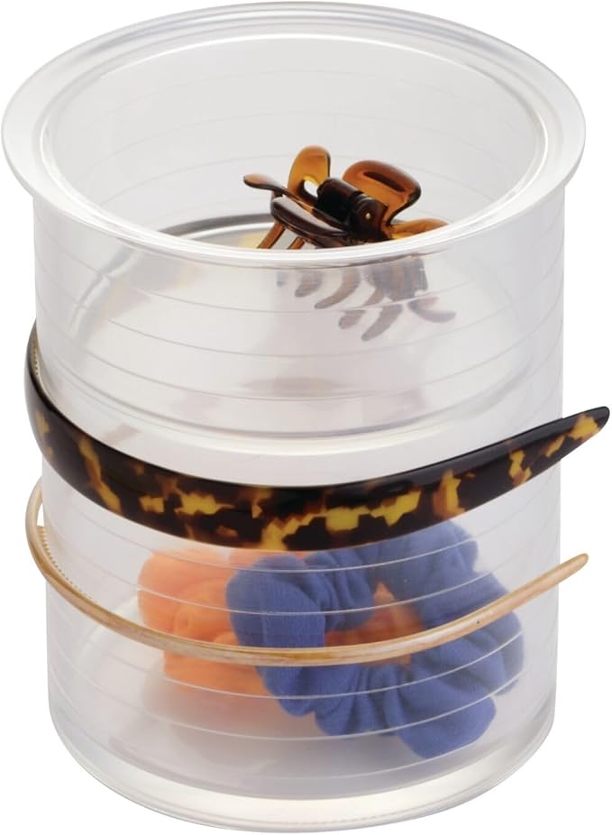 iDesign Hair Accessories Organizer Canister, The Clarity Collection – 6" x 6" x 7", Clear