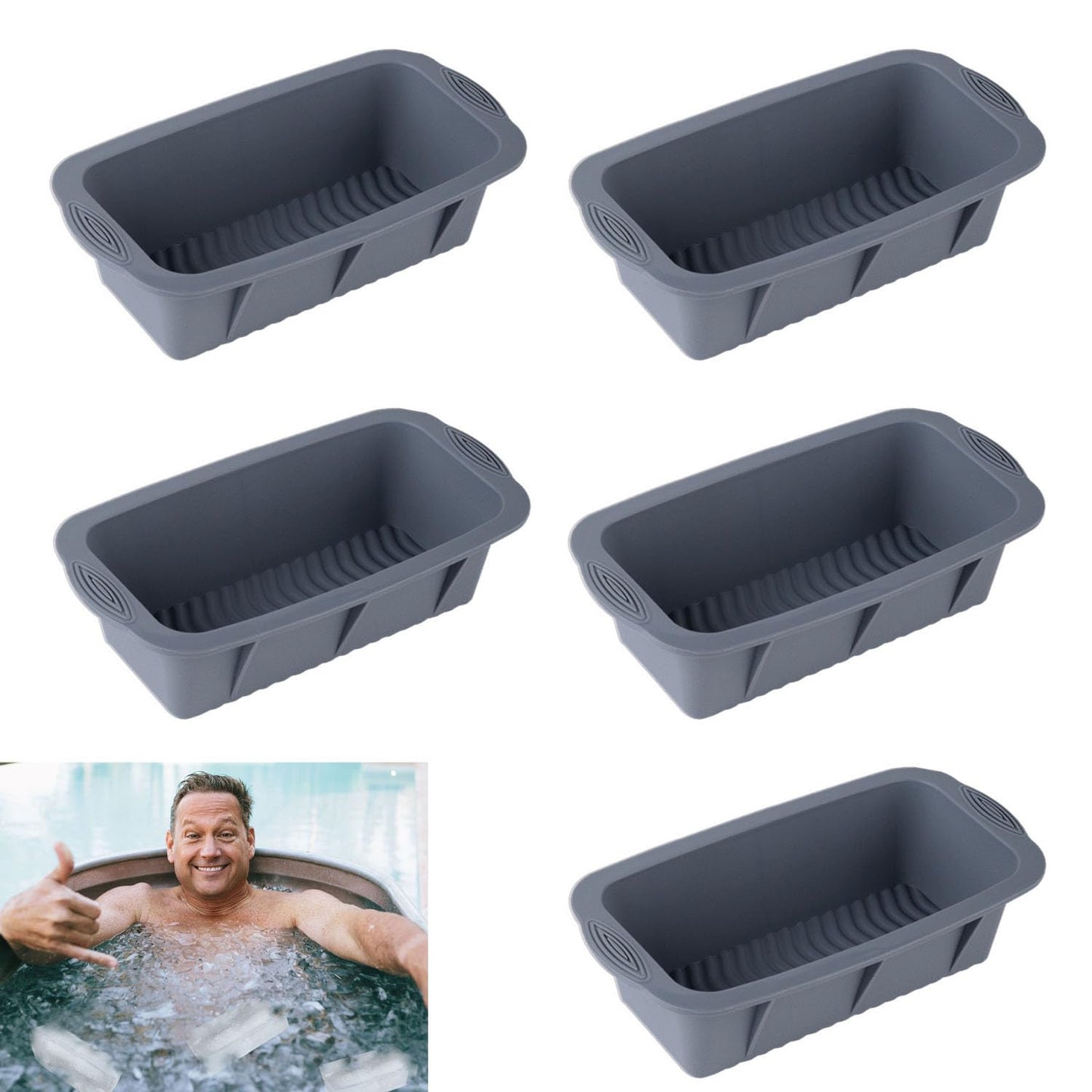 5Pcs Extra Large Ice Block Mold, Silicone Ice Block Molds for Ice Bath Tub, Black Big Ice Cube Molds for Ice Bath, Ice Maker for Cold Plunge or Coolers, Ice Tray Accessories for Ice Bath Chiller