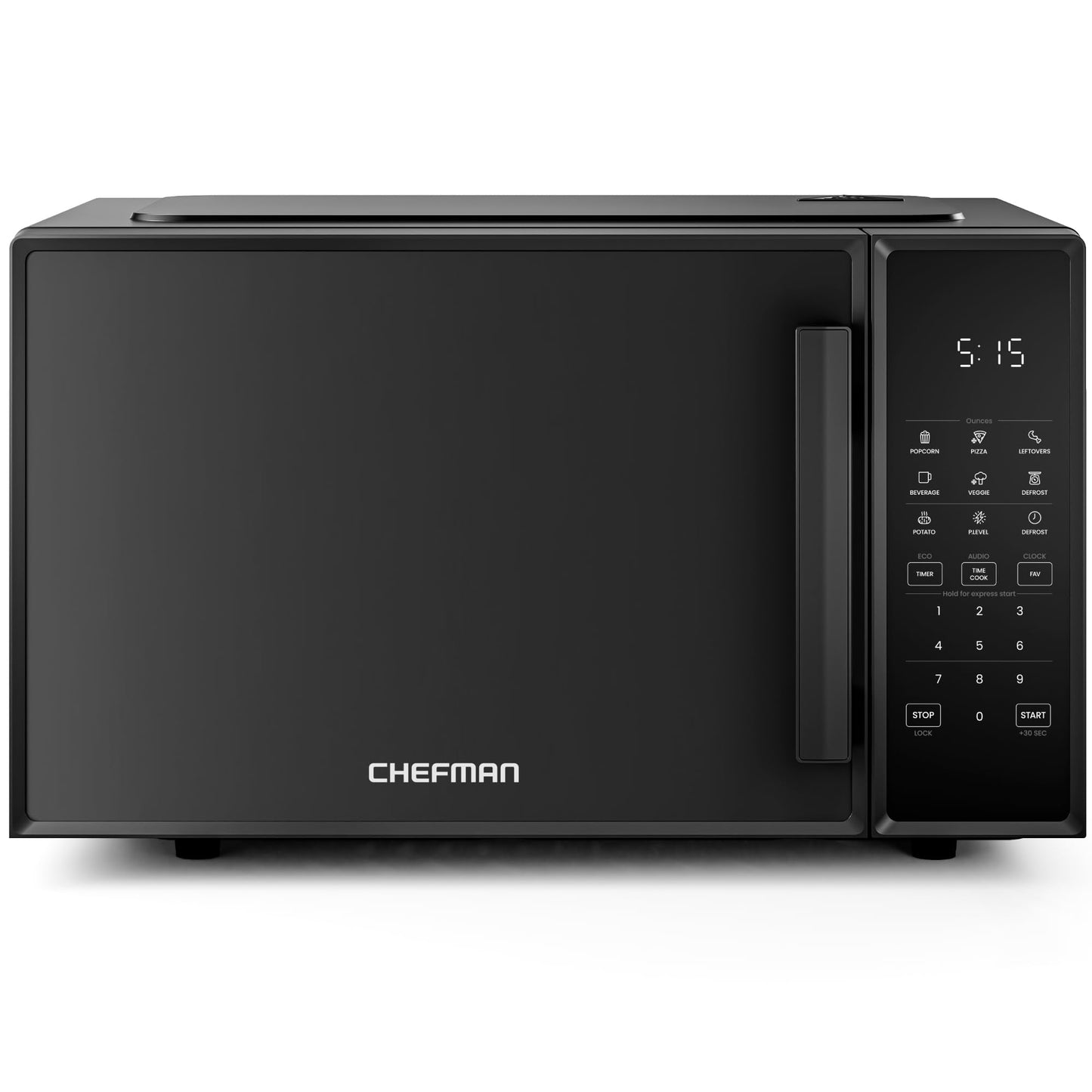Chefman Countertop Microwave Oven 0.7 Cu. Ft., 700 Watts with 10 Power Levels, 6 Cooking Presets with One-Touch Express Cook, Eco Mode, Child Safety Lock, & Mute Button - Black